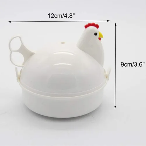 Miniatura 4 de Caldera de huevos para microondas, 4 capacidades escalfadoras de huevos, olla de huevo con forma de pollo, vaporera para desayuno en microondas