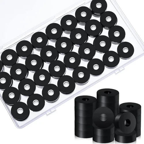Miniatura 8 de Arandelas de goma gruesa de 3/4 pulgadas de diámetro exterior x 1/4 de diámetro interior x 1/4 de pulgada de grosor, buje de goma negra, arandelas
