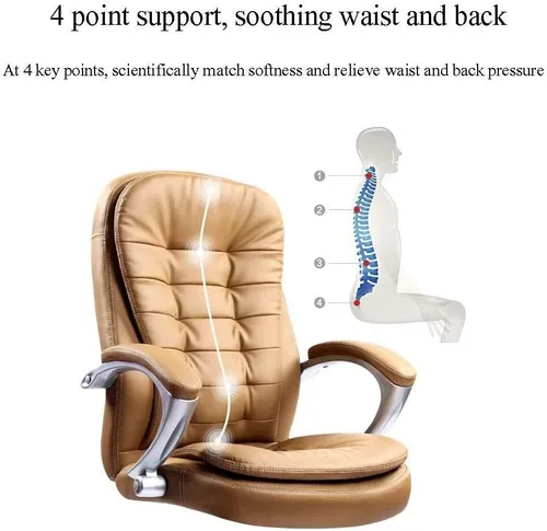 Miniatura 3 de Silla ejecutiva ergonómica de cuero regenerado con respaldo alto con brazos abatibles y soporte lumbar