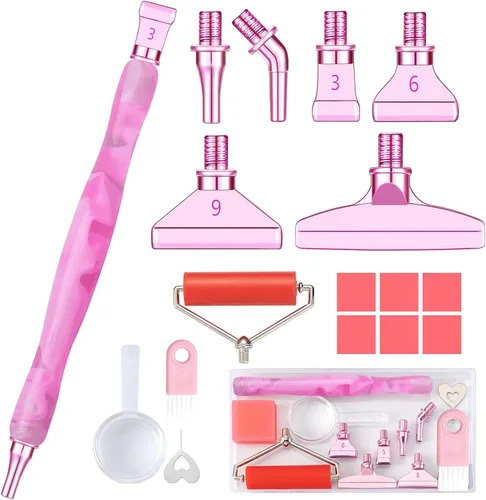 Miniatura 23 de Sttargxing Kit de 28 bolígrafos de pintura de diamante, 13 puntas de acero inoxidable con 12 arcilla, accesorios de pintura de diamante 5D, repuesto