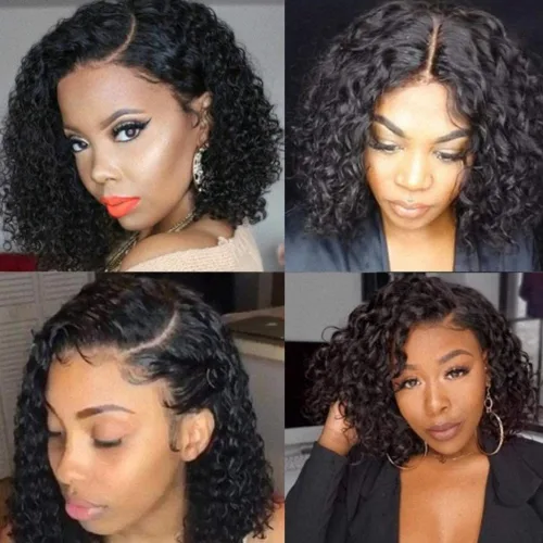 Miniatura 5 de Extensiones de cabello humano brasileño ondas profundas 4 paquetes 50 g 20 cm 10A rizado corto y esponjoso, onda profunda cosida en remmy, cabello