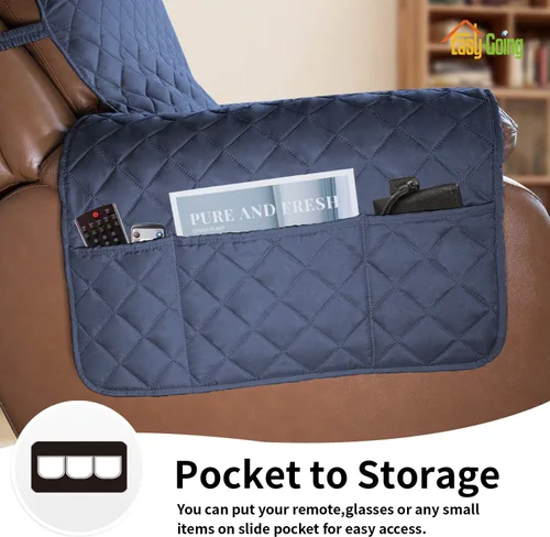 Miniatura 3 de Easy-Going - Funda reversible para sofá reclinable extragrande, protector resistente al agua, correas elásticas, para mascotas