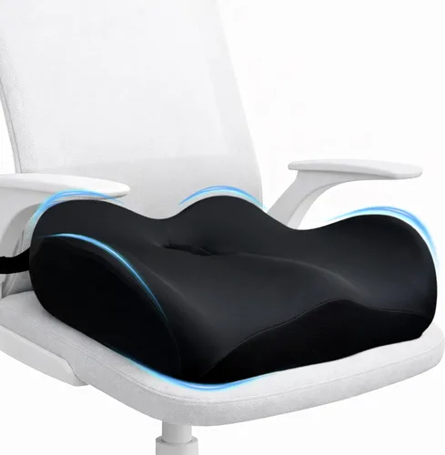 Cojín de asiento de espuma viscoelástica extra grande para silla de oficina, almohadilla de alta densidad con parte inferior antideslizante y correa