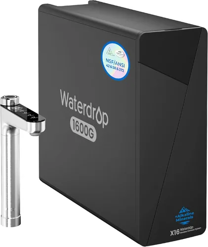Miniatura 11 de Waterdrop X16-Alkaline Sistema de ósmosis inversa sin tanque, Certificado NSF/ANSI 42&58&372, Sistema de filtro RO de 1600 GPD, Filtración de 11 X16