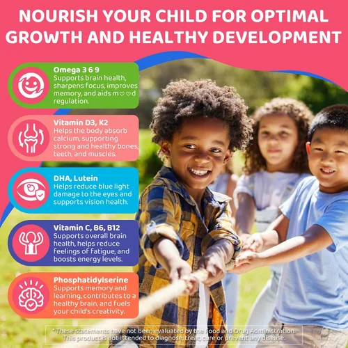 Miniatura 7 de Gotas líquidas de glicinato de magnesio para niños y gomitas Omega 3