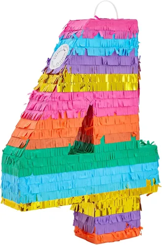 Miniatura 11 de BLUE PANDA Piñata arcoíris número 0 diseño de mariposa – 11.4 x 16.5 x 3 pulgadas, multicolor – Construcción de papel corrugado fácil de rellenar