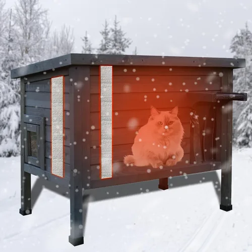 Miniatura 9 de FunXplore Casa para Gatos Exterior Aislada Refugio para Gatos Ferales Resistente a la Intemperie para Invierno con Puerta de Escape de Espuma