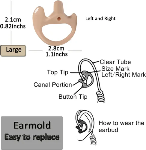 Miniatura 2 de HYS Orejas de repuesto suaves y grandes Earmold flexibles con inserción de oreja abierta para Walkie Talkie de 2 vías, radio de 2 vías, auriculares