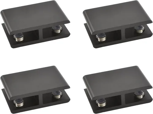 Miniatura 29 de INCREWAY Abrazadera de vidrio, paquete de 4 soportes ajustables de aleación de aluminio de doble cara para estante de vidrio, soporte de abrazadera