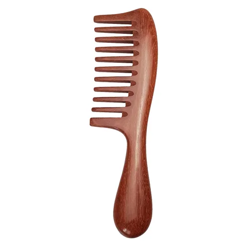 Miniatura 13 de Peine de madera Louise Maelys con dientes anchos para cabello rizado y desenredante de sándalo