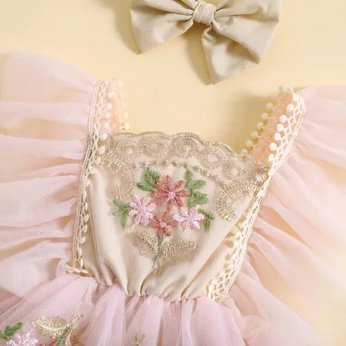 Miniatura 2 de Engofs Mameluco de encaje floral para el primer cumpleaños para niña