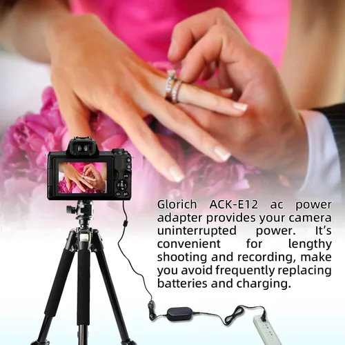 Miniatura 2 de Glorich ACK-E12 Adaptador de corriente de CA DR-E12 Acoplador DC LP-E12 LPE12 Kit de batería ficticia para cámaras digitales sin espejo Canon EOS