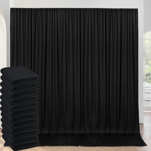 Miniatura 85 de Cortinas de telón de fondo granate de 10 pies x 10 pies sin arrugas para fiestas, 2 paneles de cortinas de telón de fondo de poliéster sedoso