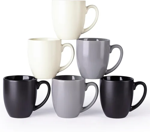 Miniatura 10 de AmorArc Juego de 6 tazas de café de 16 onzas, tazas de café grandes de cerámica para hombre, mujer, papá, mamá, tazas de café modernas con asa