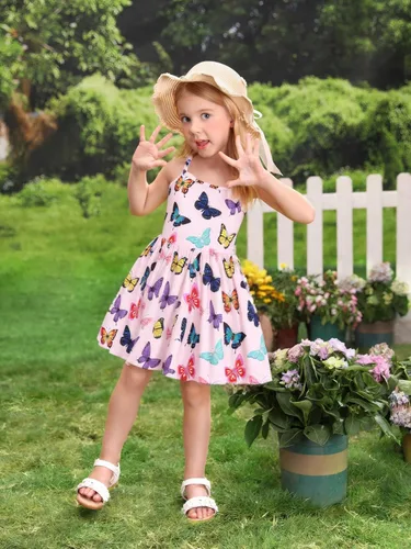 Miniatura 78 de Vestido de verano para niños pequeños, con diseño de dinosaurio, sin espalda, con lazo, vestido de playa de cumpleaños