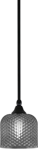 Miniatura 23 de Toltec Lighting Tallo Colgado Mini colgante, acabado de cobre negro, 3.5" cuadrado humo burbuja vidrio