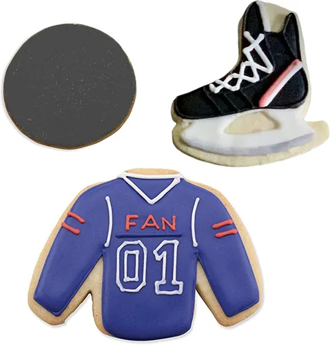 Miniatura 3 de Ann Clark - Cortadores de galletas para hockey sobre hielo, juego de 3 piezas, fabricado en los Estados Unidos, camiseta, patín sobre hielo, disco