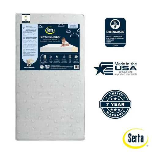 Miniatura 4 de Colchón de cuna y para niños pequeños Serta Perfect Slumber de doble cara - Impermeable - Hipoalergénico - Núcleo de fibra de origen sostenible