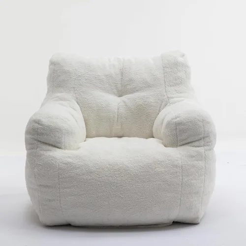 Miniatura 8 de Hommoo Puf grande para adultos con reposabrazos, cómodo puf con relleno de espuma, esponjoso, tela de peluche suave, puf copetudo para dormitorio