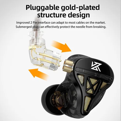 Miniatura 8 de KZ DQS Dynamic Driver - Auriculares intrauditivos semiabiertos con sonido HiFi y auriculares, auriculares KZ Extra Bassy Drummer in Ear Monitor