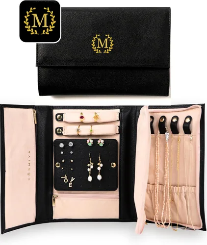 COSMIYA Joyero de viaje personalizado con inicial, regalos personalizados con monograma para mujeres, regalos de dama de honor, organizador de joyas