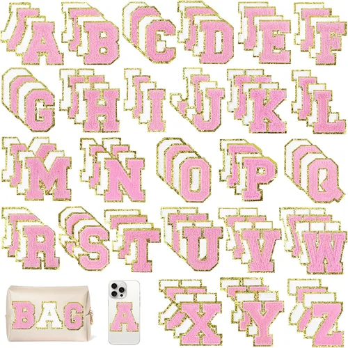 Miniatura 38 de 104 Piezas de Letras Grandes de 3 Pulgadas de Chenilla Blancas de la A-Z, Letras Termoadhesivas para Tela y Ropa, Bordado de Brillantina para 104