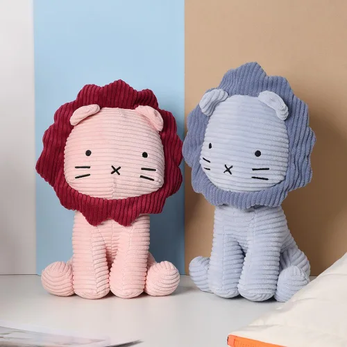 Miniatura 5 de SILI FACTORY Peluche de pana de león (rosa) de 11 pulgadas para bebés, niños pequeños, niños y adultos, juguete adorable hecho