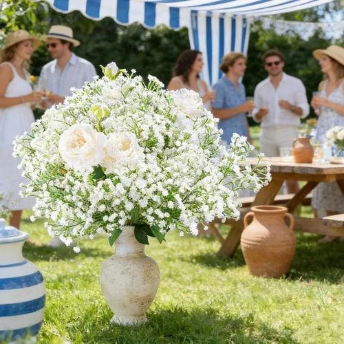 Miniatura 6 de Ramo de gypsophila artificial de 18 piezas de flores artificiales de aliento de bebé, arreglo floral para centros de mesa de boda y decoraciones