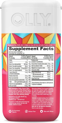 Miniatura 8 de OLLY - Cápsulas blandas multivitamínicos prenatales ultra resistencia, apoya el crecimiento saludable, desarrollo cerebral, hierro, ácido fólico
