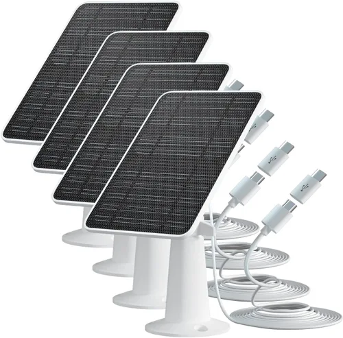 Miniatura 14 de Panel solar para cámara de seguridad, panel solar USB de 5W para cámara de seguridad DC 5V, panel solar con puerto micro USB y USB-C, cargador solar