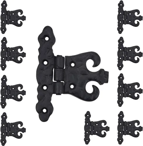 Miniatura 12 de Renovators Supply Manufacturing Paquete de 2 bisagras de puerta de gabinete con herrajes de 4.5 pulgadas, bisagra de hierro forjado negro resistente