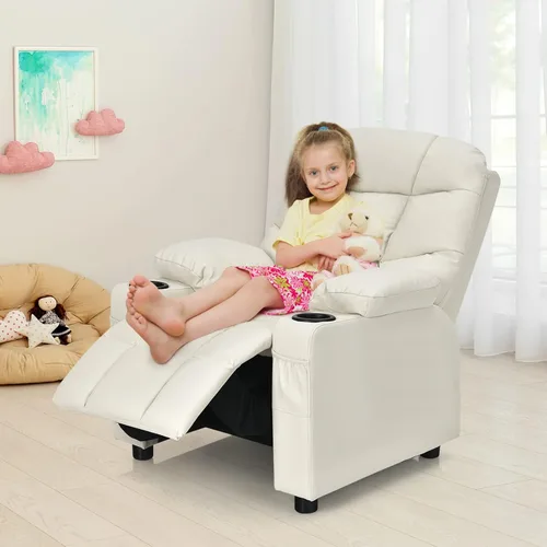 Miniatura 6 de Costzon Silla Reclinable para Niños con Portavasos, Silla de Descanso Ajustable con Reposapiés y Bolsillos Laterales para Habitación de Niños