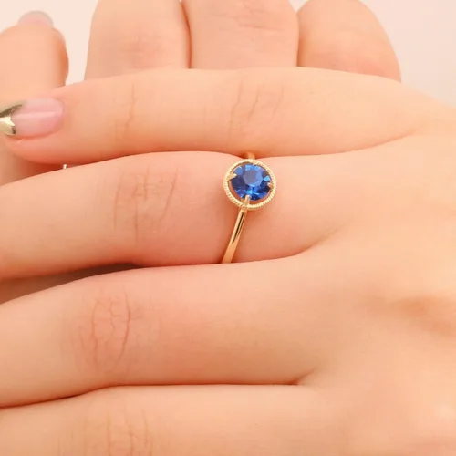 Miniatura 3 de Tienda Collection 10k Gold Imported Crystal March Birthstone Ring