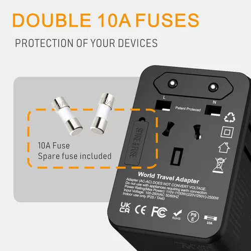 Miniatura 4 de Adaptador de viaje universal en todo el mundo: adaptador de enchufe de viaje europeo de carga rápida de 35 W GaN III/PD con 3 puertos USB-C y 2