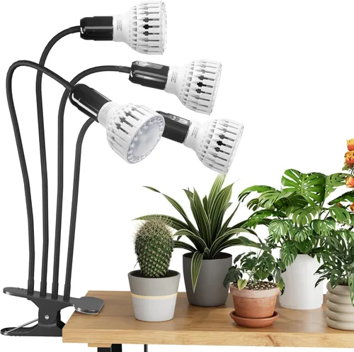 Miniatura 13 de GooingTop Luz de cultivo para plantas de interior, 5000 K, lámpara blanca de cuello de cisne de espectro completo con clip LED rojo y azul