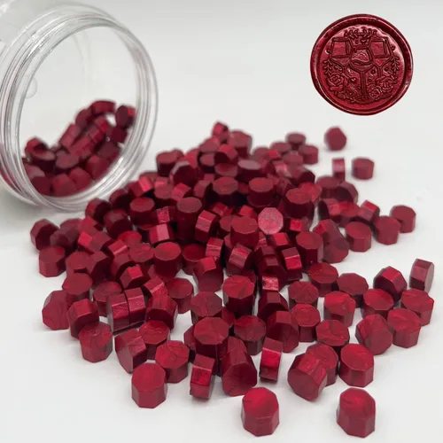 Miniatura 18 de 200 piezas Cuentas de Sello de Cera Burdeos Cuentas de Sellado Octagonales Rojo Vino para Invitaciones de Boda Sello de Cera Estampilla Envoltorio