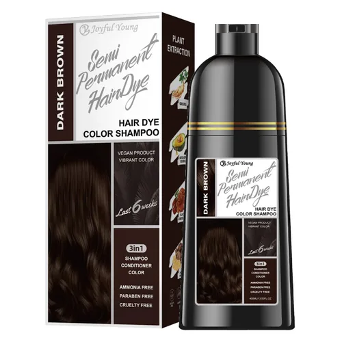 Miniatura 15 de Joyful Young Champú para teñir el cabello natural 3 EN 1, color de cabello para cobertura de canas, champú para teñir el cabello para mujeres