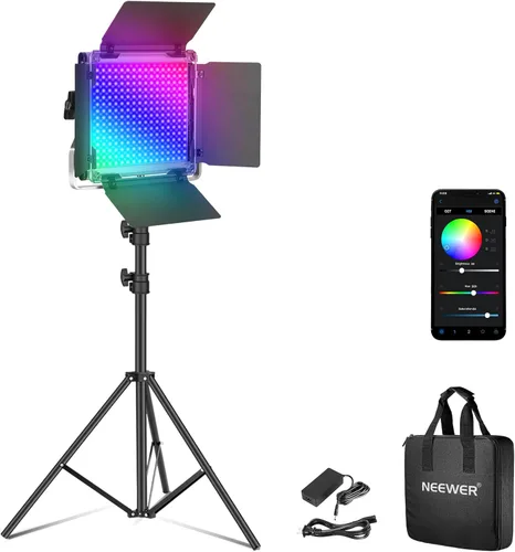 Miniatura 16 de NEEWER Luz de video LED RGB 660 PRO II mejorada con control de aplicación y kit de soporte de trípode, 2 paquetes de 50 W/1% de atenuación