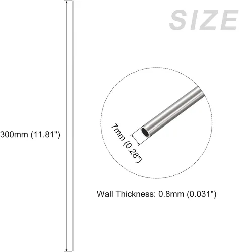 Miniatura 2 de METALLIXITY Tubo de acero inoxidable 304 (0.276 in de diámetro exterior x 0.031 in de alto x 11.811 in de largo) 3 piezas, tubo recto, para muebles