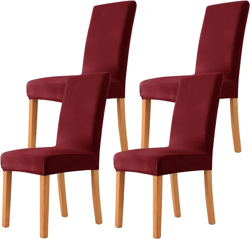 Miniatura 71 de Velvet Chair Covers Beige Gray, Stretch Dining Room Chair Covers 2 Pack, Super Fit Dining Chairs Slipcovers Spandex Washable Kitchen Parson Chair