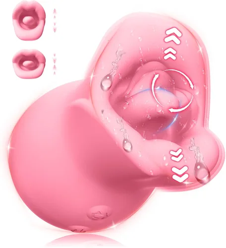 Juguetes sexuales para adultos, vibrador para mujeres, estimulador de clítoris, lengua y boca de 3 en 1 de silicona, juguete sexual de rosa con 10