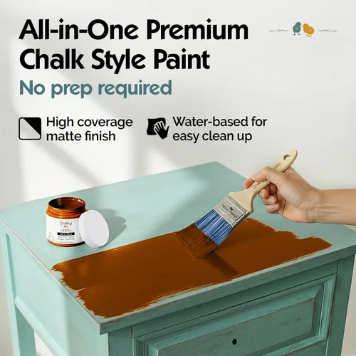 Miniatura 4 de Chalky Chicks - Pintura mate a la tiza, no requiere lijado, 4 onzas líquidas, color naranja (Acorn), para muebles, pintura todo en uno sin