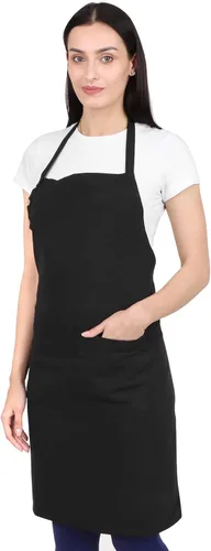 Delantal de cocina de algodón resistente a las gotas de agua con delantales ajustables para mujer con bolsillos 8 opciones de color para cocinar