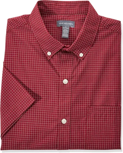 Miniatura 19 de Van Heusen Camisa de cuadros de manga corta con cuello abotonado para hombre sin arrugas