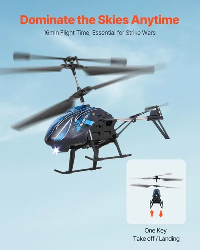 Miniatura 2 de Helicóptero RC VEVOR, helicóptero de control remoto de 2.4GHz, avión RC de 3.5 canales para niños, 16 minutos de tiempo de vuelo, mantenimiento