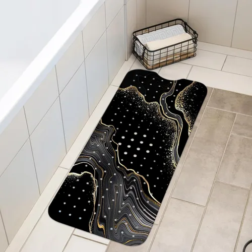 Miniatura 6 de LNOND Tapete de baño de mármol antideslizante, extra largo de 40 x 16 pulgadas, tapete antideslizante para bañera, tapete de ducha de mármol negro