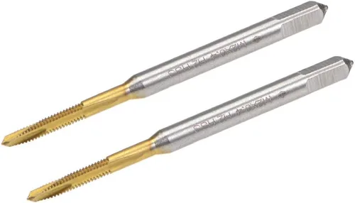 uxcell Tapón de rosca de punta en espiral M2 x 0.4 rosca, roscas de tierra H2 3 flautas, acero de alta velocidad HSS 6542, recubierto de titanio,