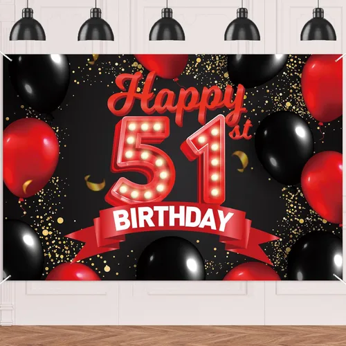 Miniatura 70 de Cartel de feliz cumpleaños 15 color rojo y negro, decoración temática de globos para niñas y mujeres, princesas de 15 años, fiesta de cumpleaños