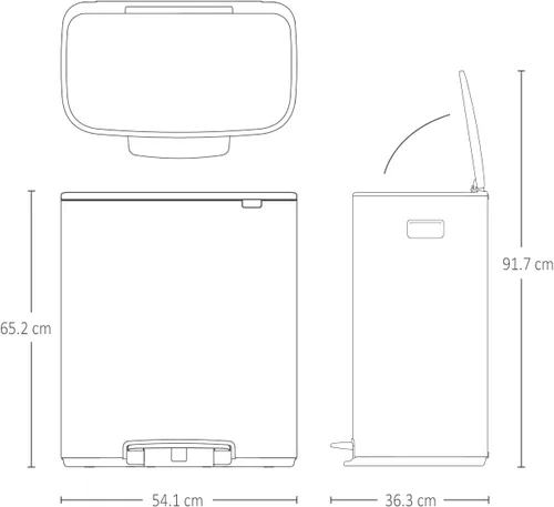 Miniatura 8 de Brabantia Bo Bote de Basura con Pedal Step-On - Cubo Interior de 16 Galones (Gris Concreto Mineral) Bote de Basura para Desechos/Reciclaje, Mineral
