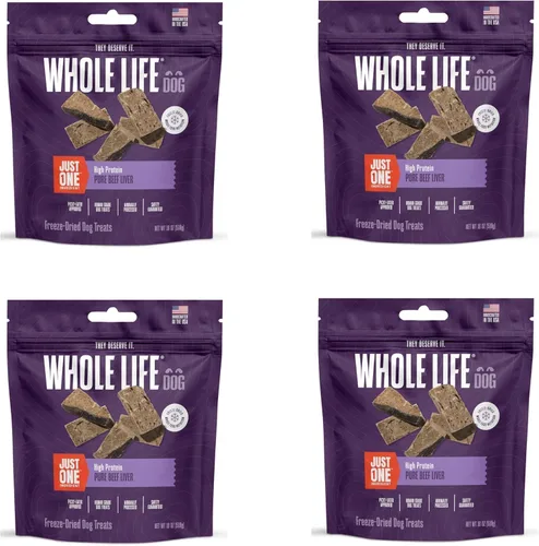 Miniatura 10 de Whole Life Dog Just One - Golosinas liofilizadas para perros de hígado de ternera, alimentos ricos en proteínas de grado humano, aperitivos